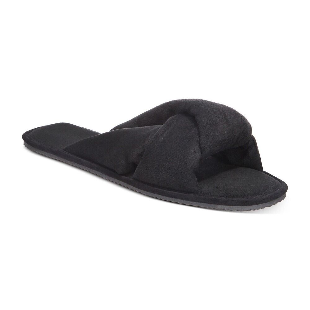 *50off3* NWT Alfani Women's Twisted Stuffed Slippers XL Black MicroSuede